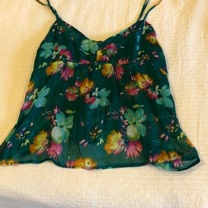 Green floral tank top
